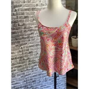Lauren Ralph Lauren Pink Paisley Satin Camisole Womens S, Romantic
